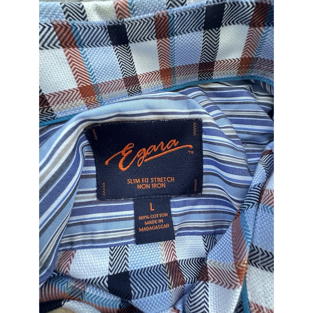 Egara Shirt Mens Slim Fit Check Cotton Non-Iron Flip Cuff Button Up Large
0251 - Picture 12 of 13